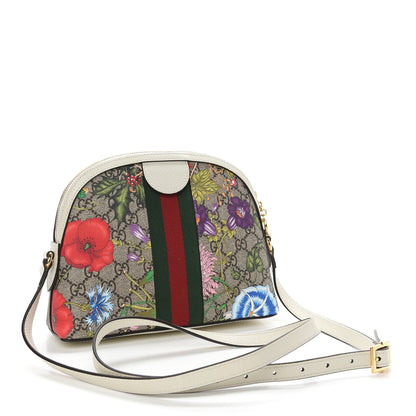 Gucci GG Supreme Monogram Flora Web GG Small Ophidia Dome Shoulder Bag White 3 of 9