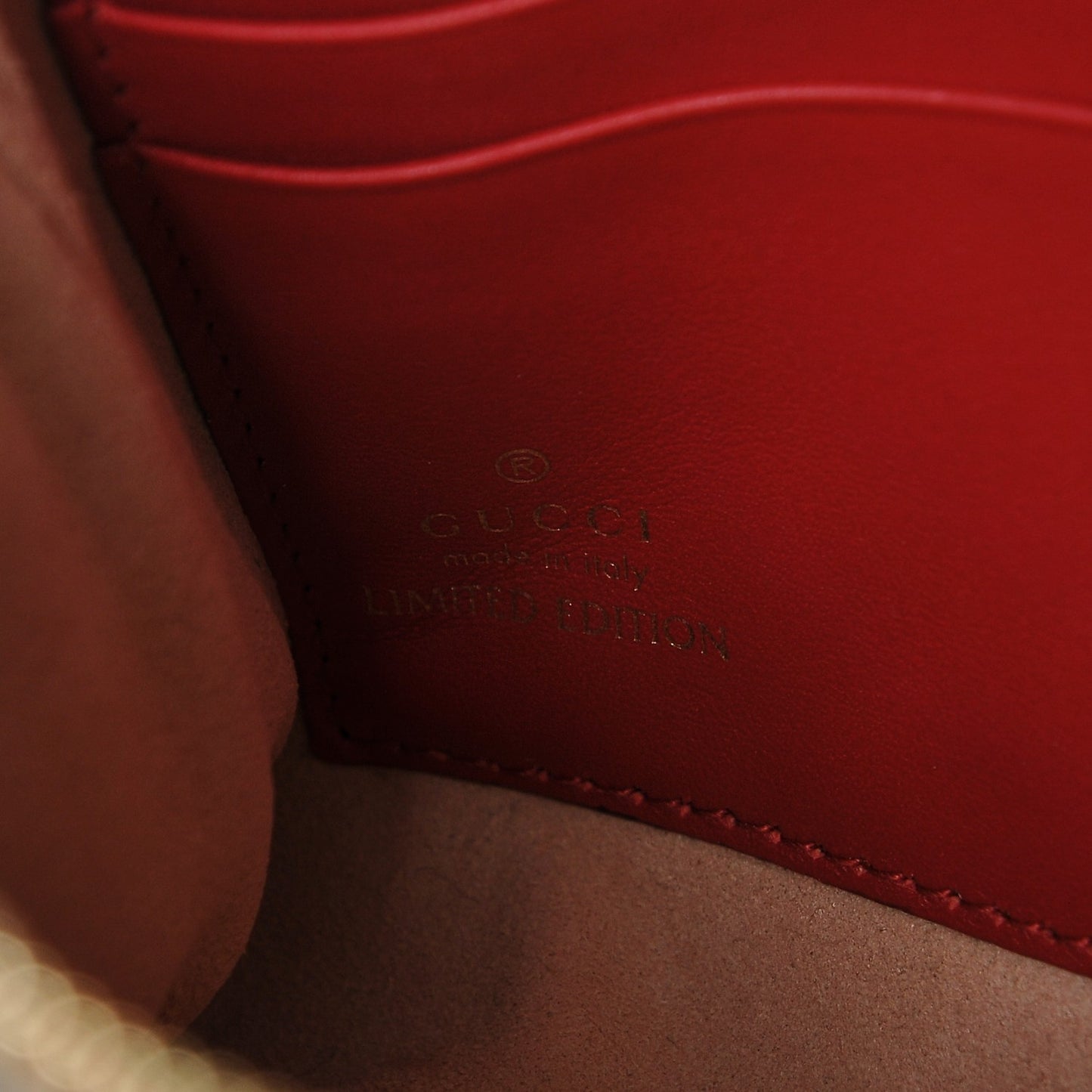 GG Supreme Monogram Kingsnake Heart Embroidered Chain Wrist Wallet Red