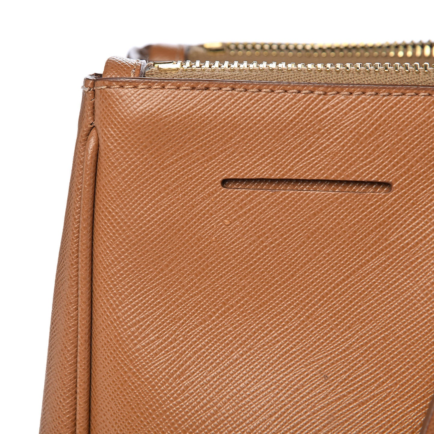 Saffiano Lux Large Galleria Double Zip Tote Caramel