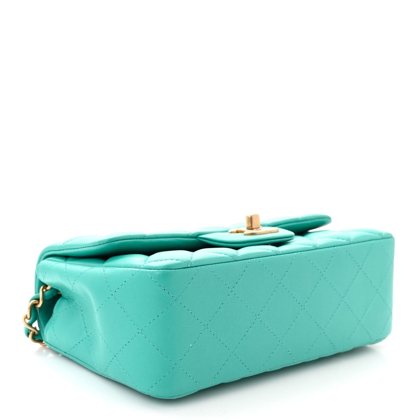 Lambskin Quilted Mini Rectangular Flap Green