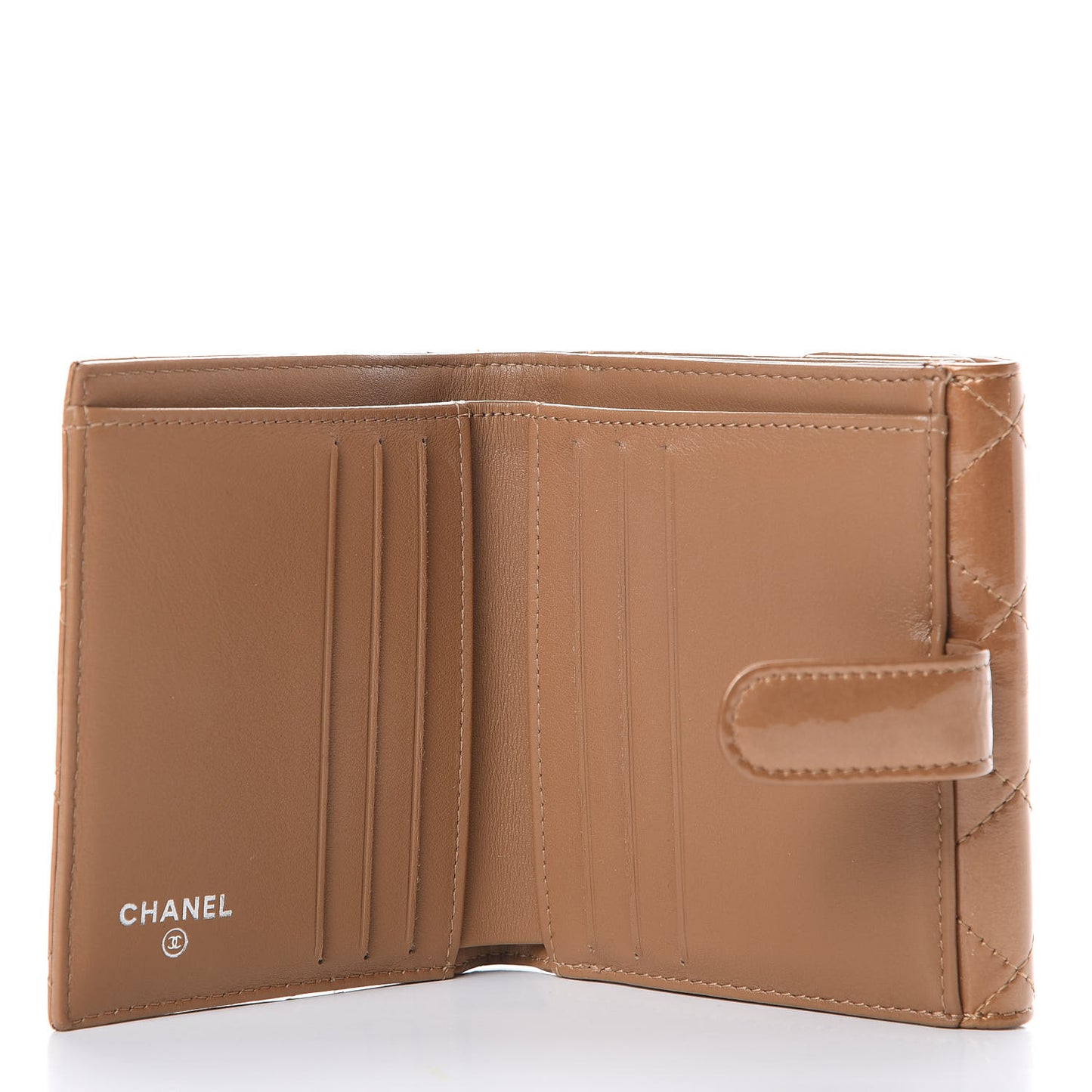 Metallic Patent Quilted Brilliant Compact Wallet Gold