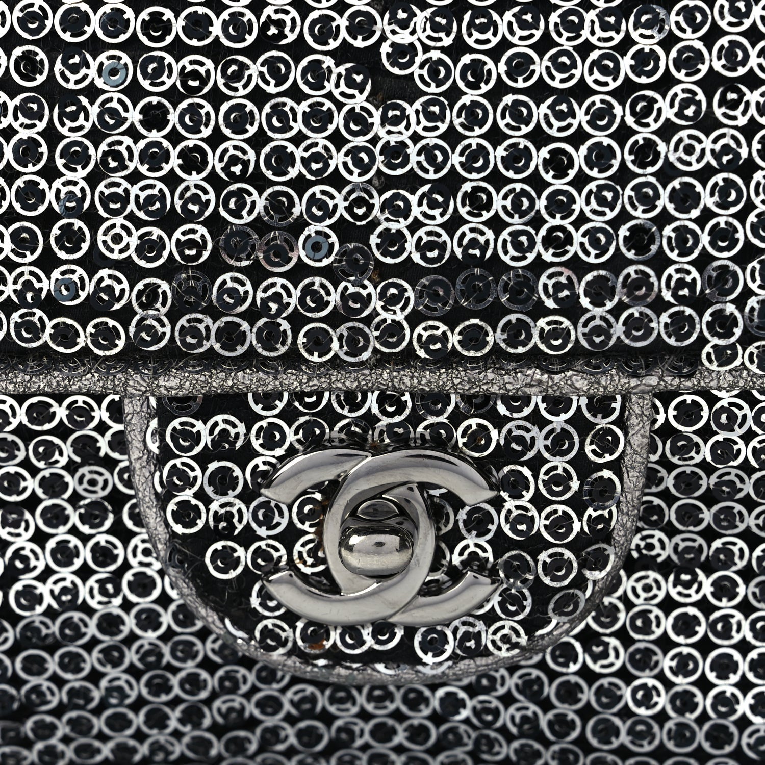 Chanel Sequin Medium Single Flap Dark Silver 7 of 17