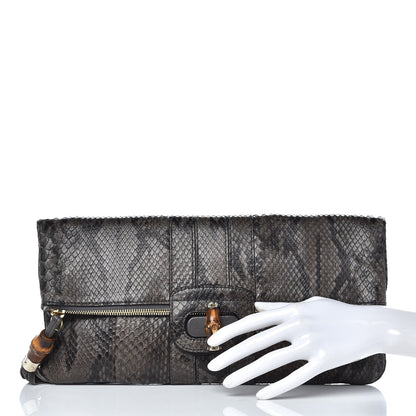 Gucci Python Lucy Folded Clutch Black Grey 2 of 9