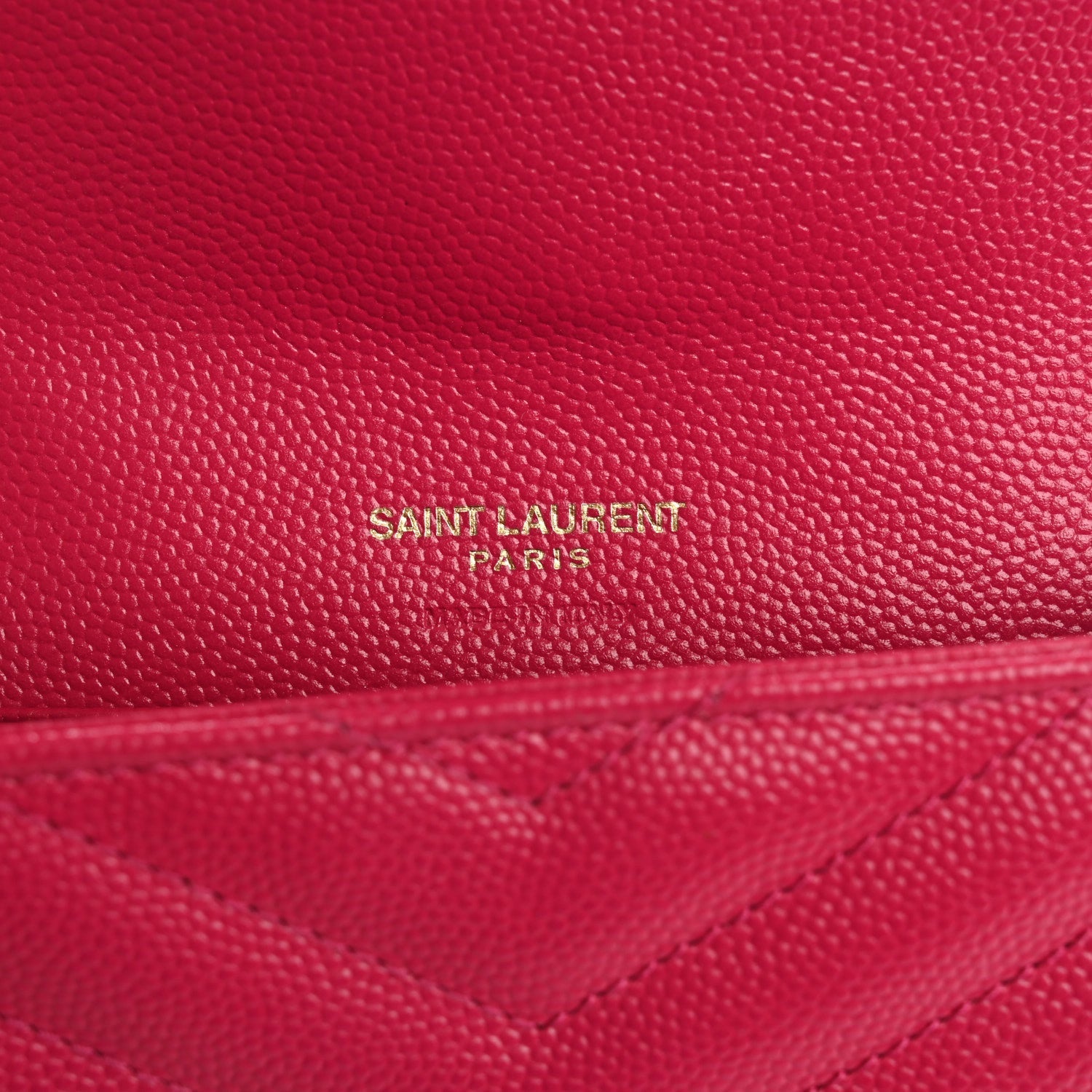 Saint Laurent Grain De Poudre Matelasse Chevron Small Monogram Envelope Wallet Bubblegum 5 of 7