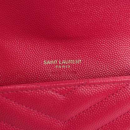 Saint Laurent Grain De Poudre Matelasse Chevron Small Monogram Envelope Wallet Bubblegum 5 of 7