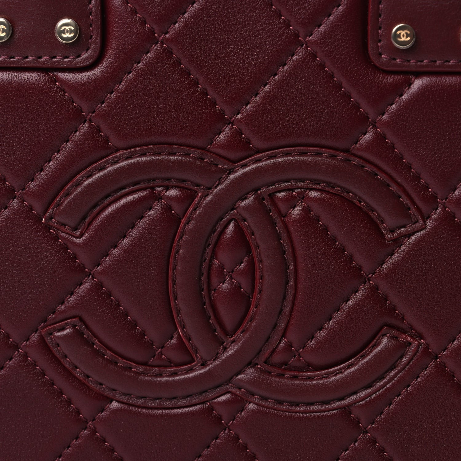 Chanel Calfskin Quilted Studded Square Vanity Case Burgundy 7 of 9