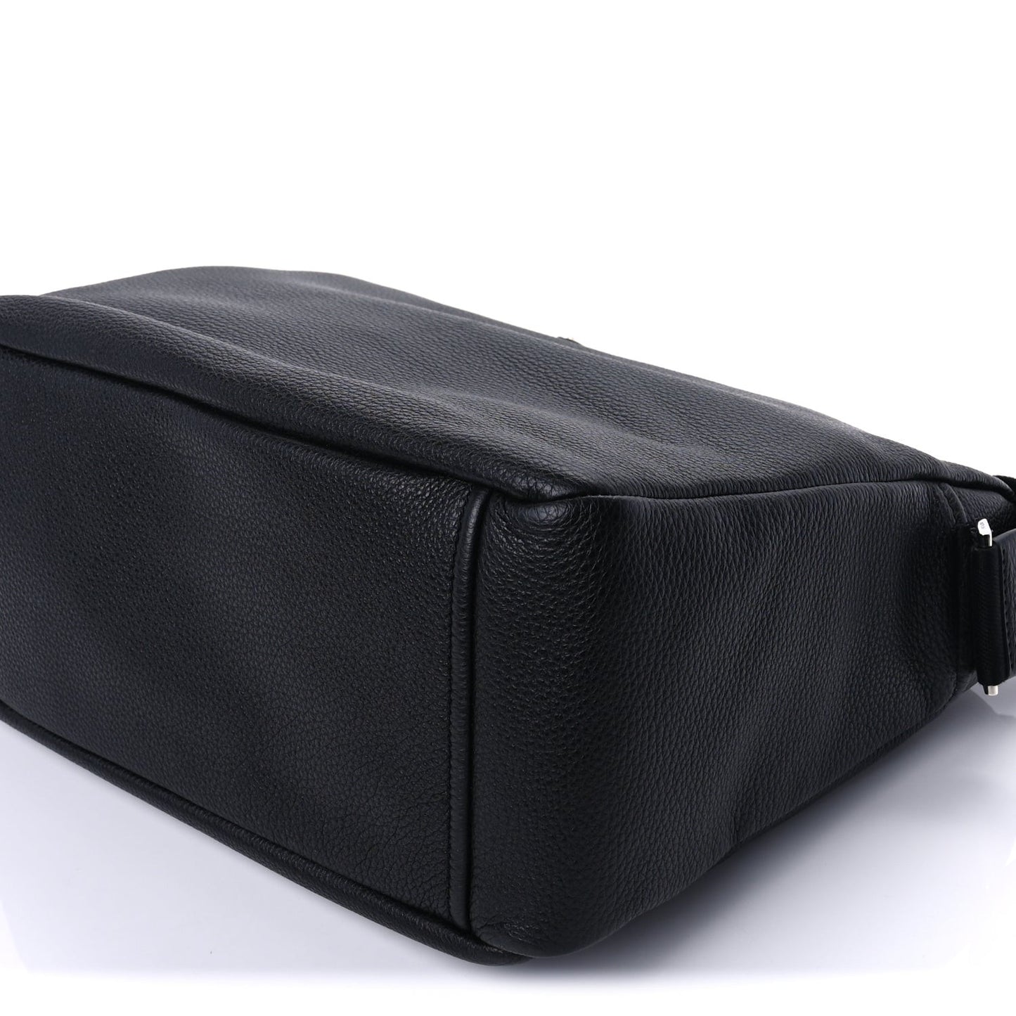 Vitello Daino Medium Triangle Shoulder Bag  Black