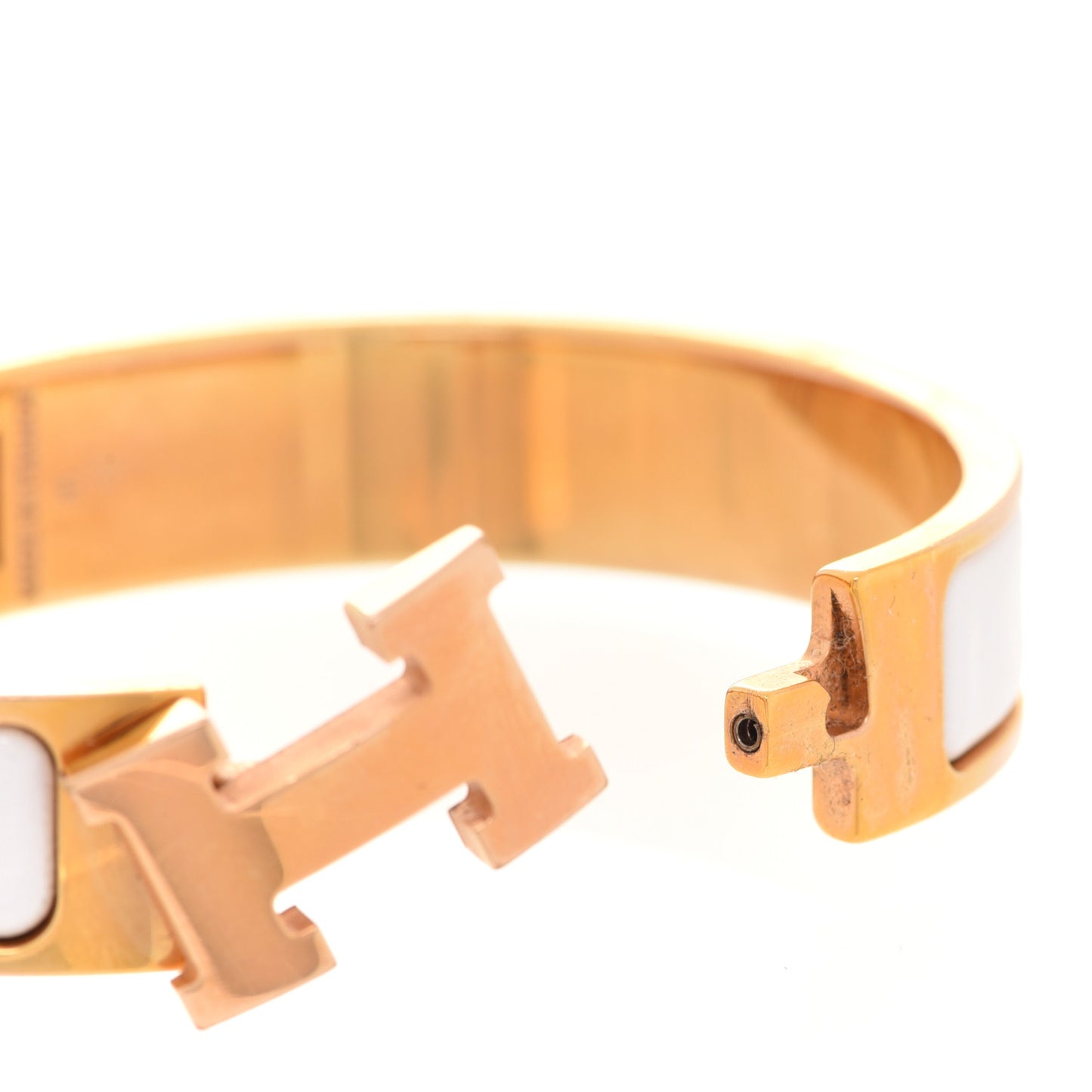 Enamel Narrow Clic Clac H Bracelet PM White