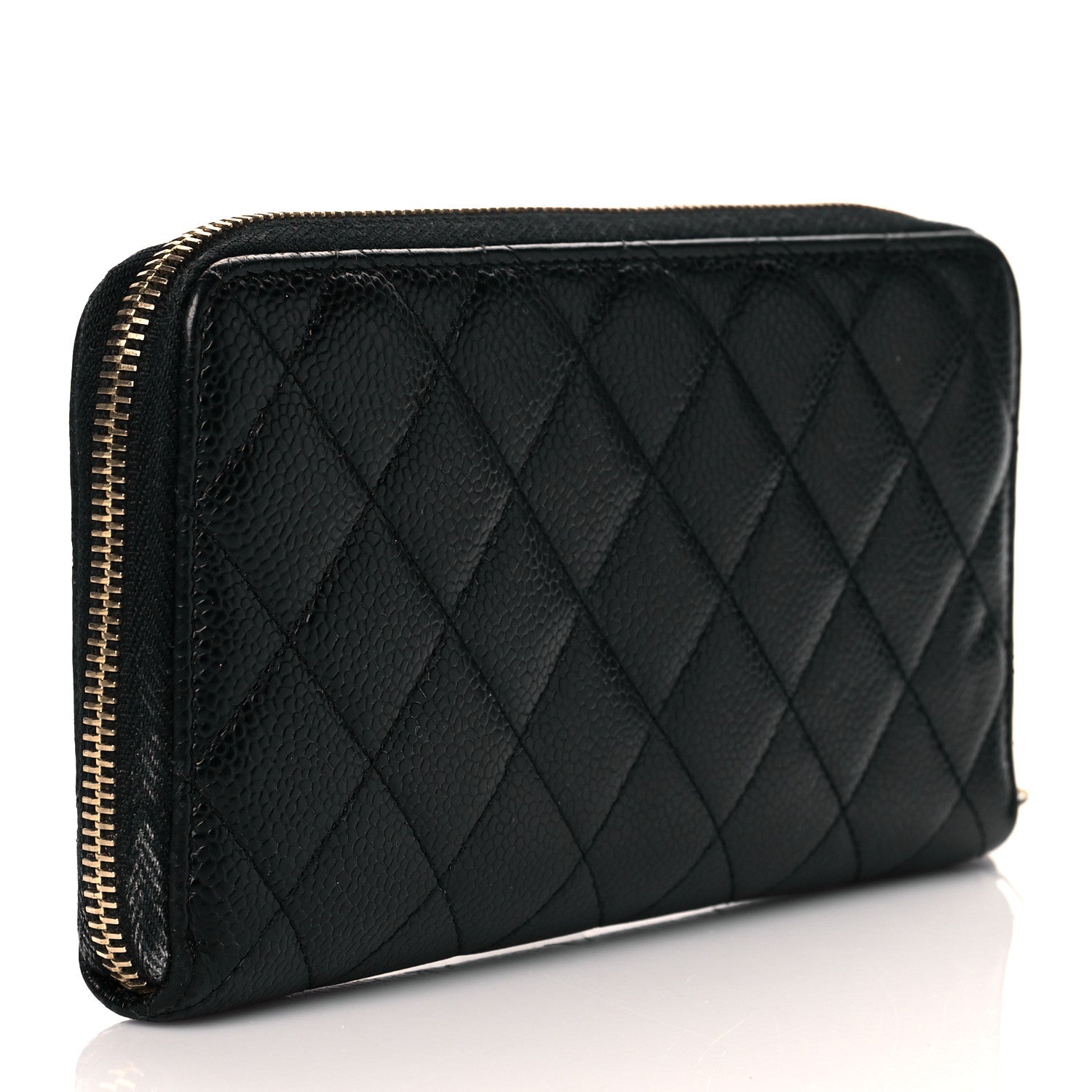 Chanel Caviar Quilted Large Gusset Zip Around Wallet Black 3 of 12