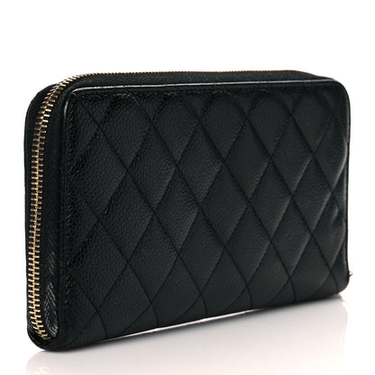 Chanel Caviar Quilted Large Gusset Zip Around Wallet Black 3 of 12