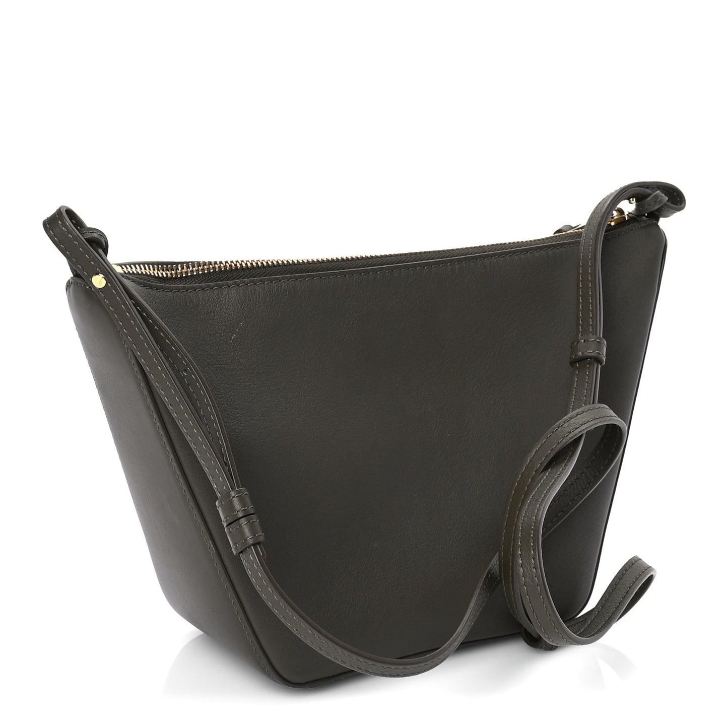Calfskin Mini Hammock Hobo Dark Khaki Green