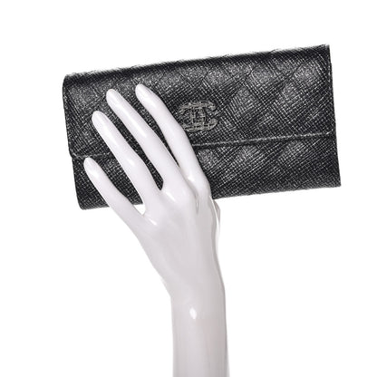 Chanel Glitter Calfskin Quilted Long Flap Wallet Black 2 of 10