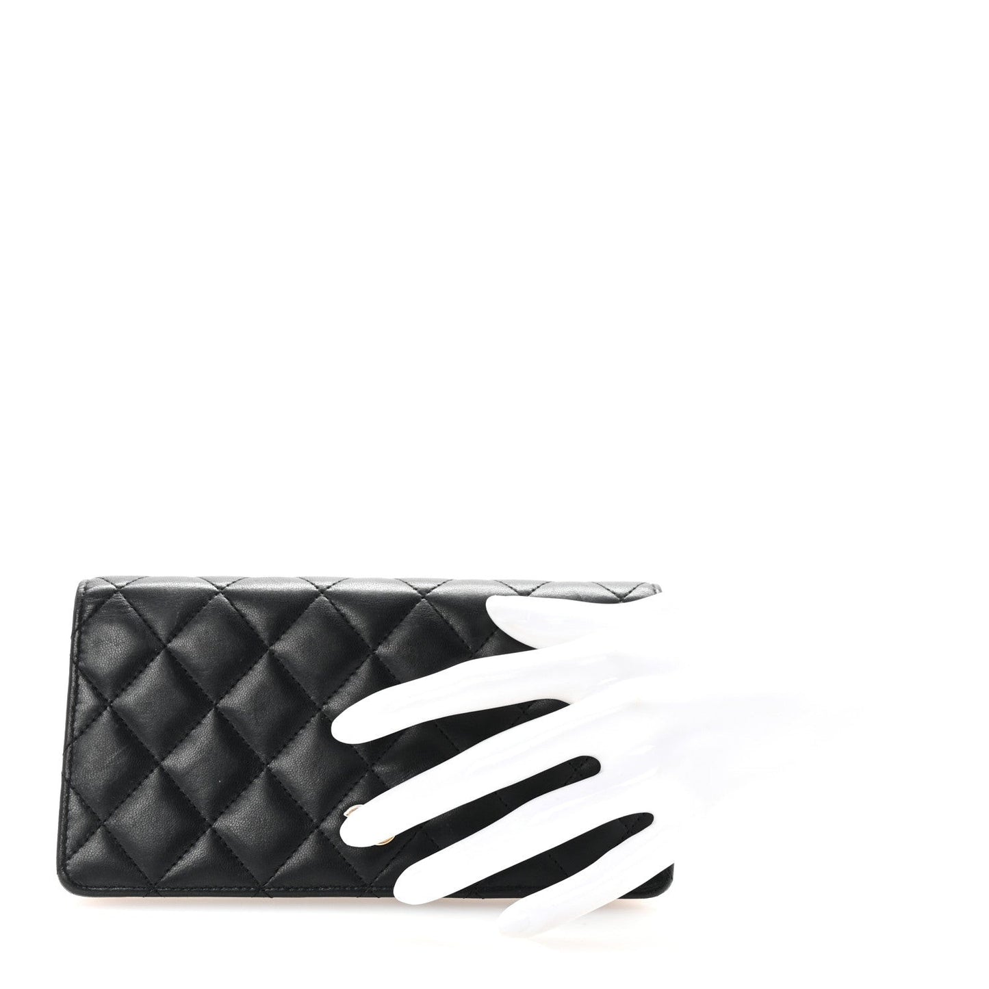 Lambskin Quilted Yen Wallet Black