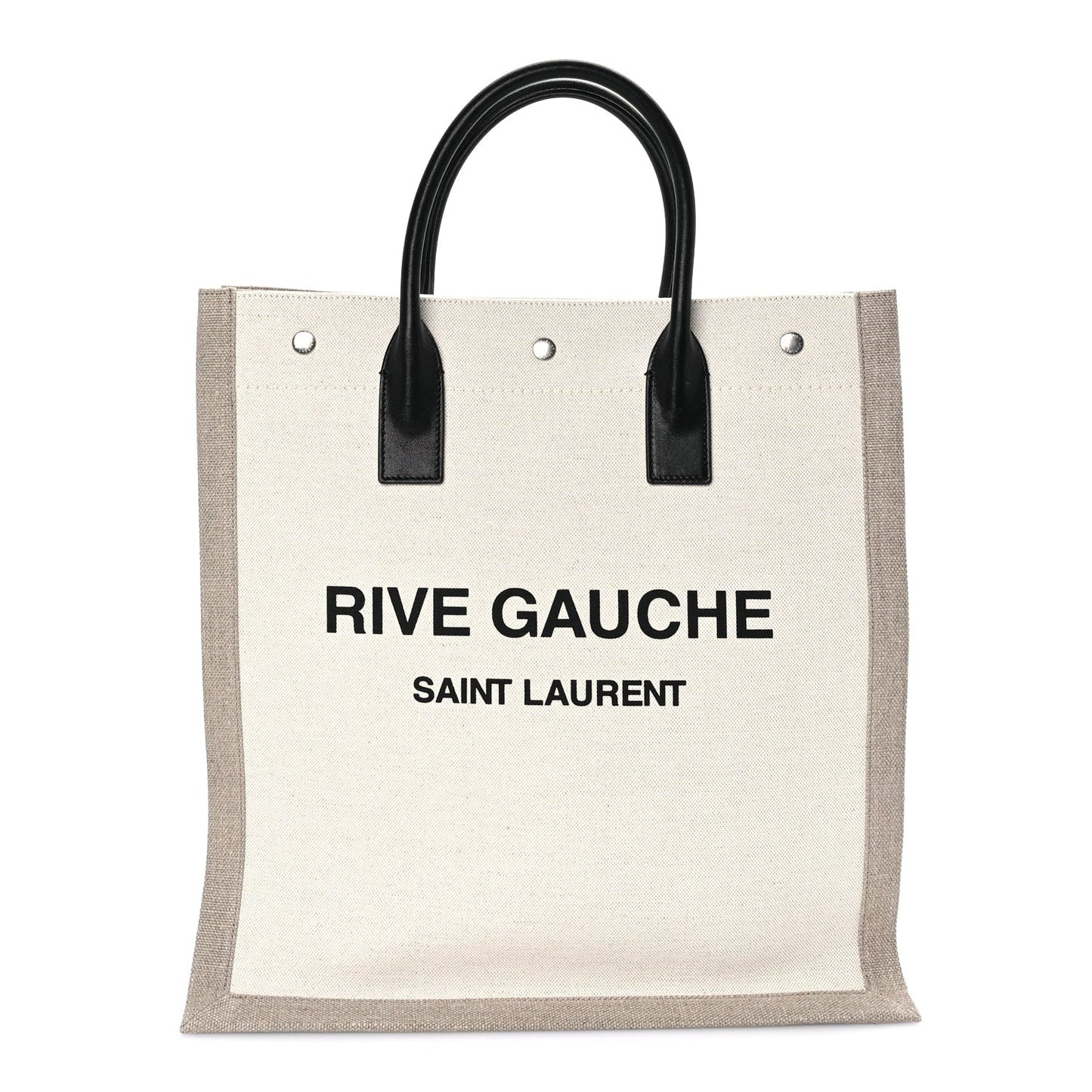 Linen Calfskin Rive Gauche North South Tote Optic White