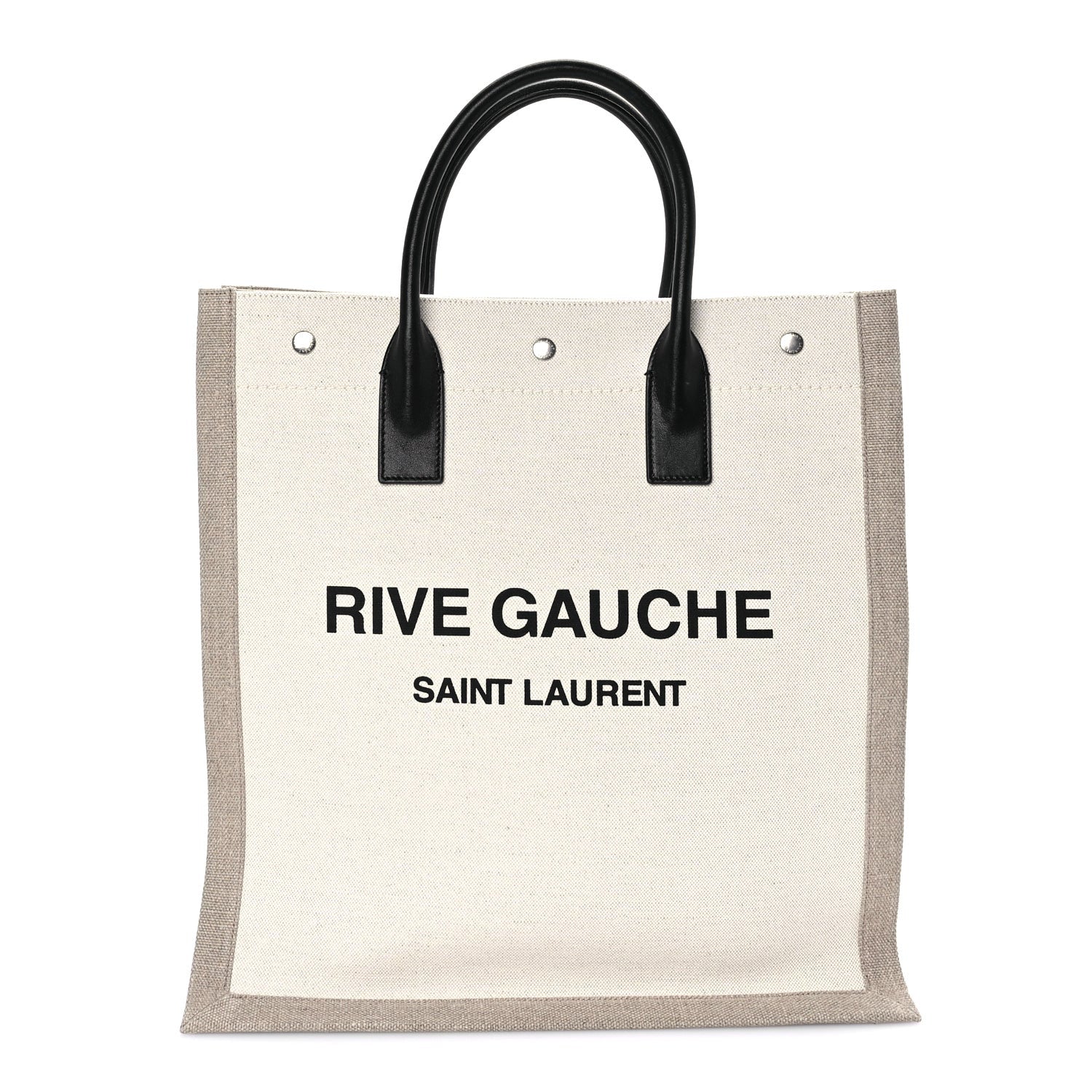 Saint Laurent Linen Calfskin Rive Gauche North South Tote Optic White 1 of 7