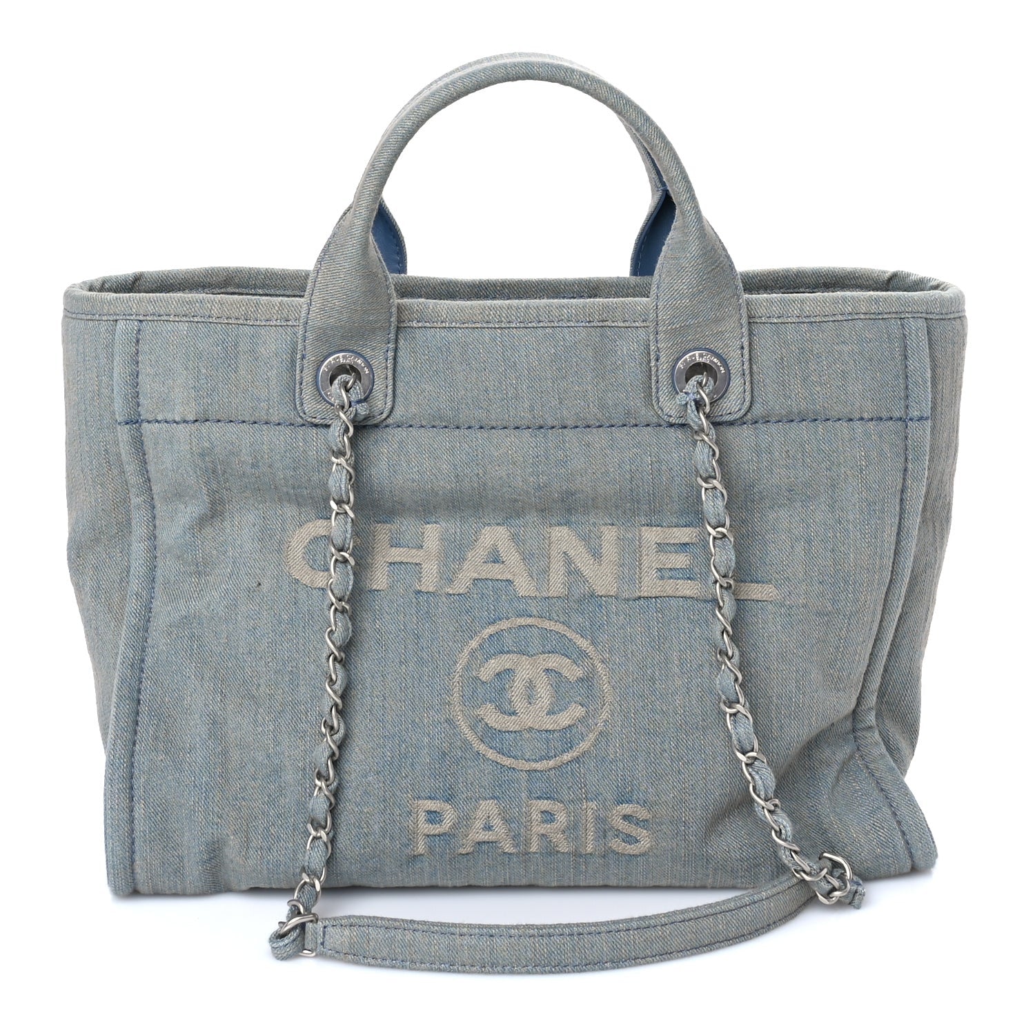 Chanel Denim Small Deauville Tote Light Blue 2 of 7