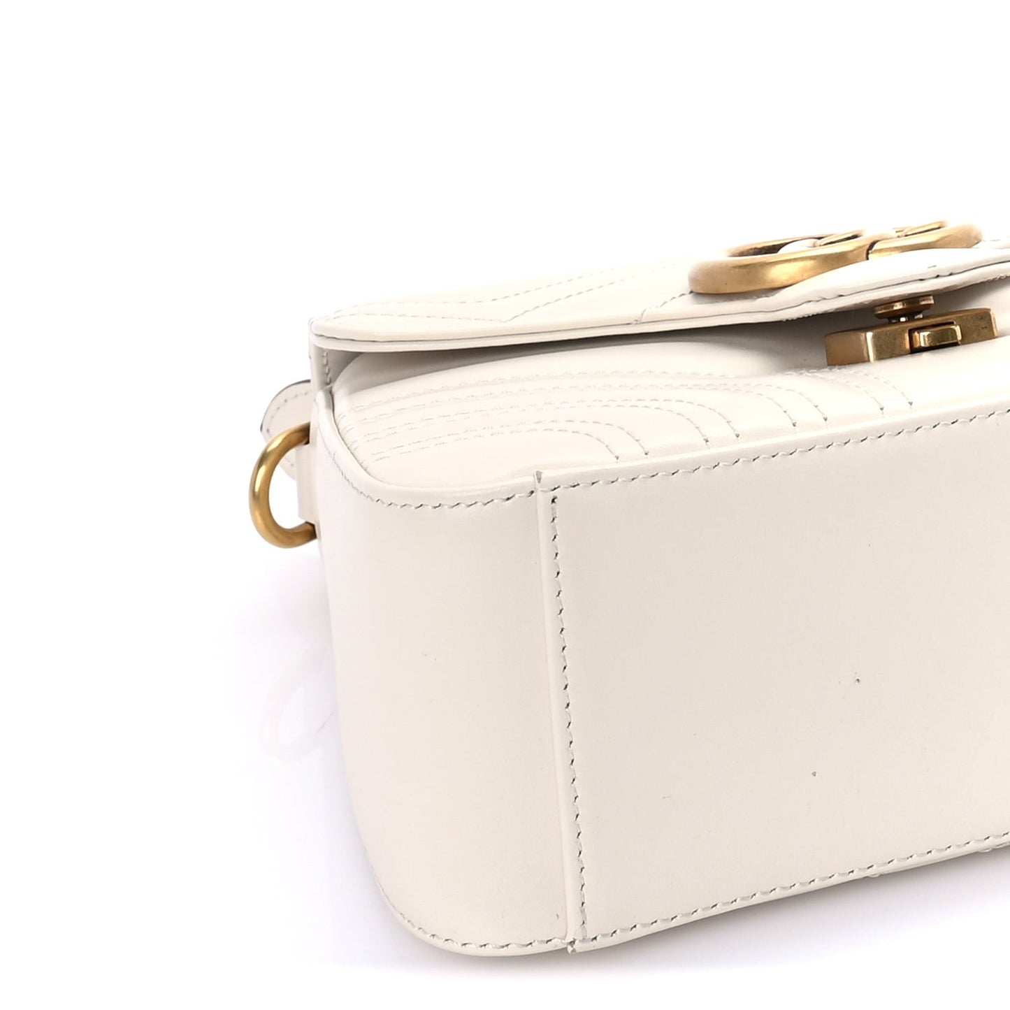 Calfskin Matelasse Mini GG Marmont Top Handle Shoulder Bag  White