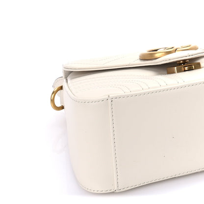 Gucci Calfskin Matelasse Mini GG Marmont Top Handle Shoulder Bag  White 7 of 7