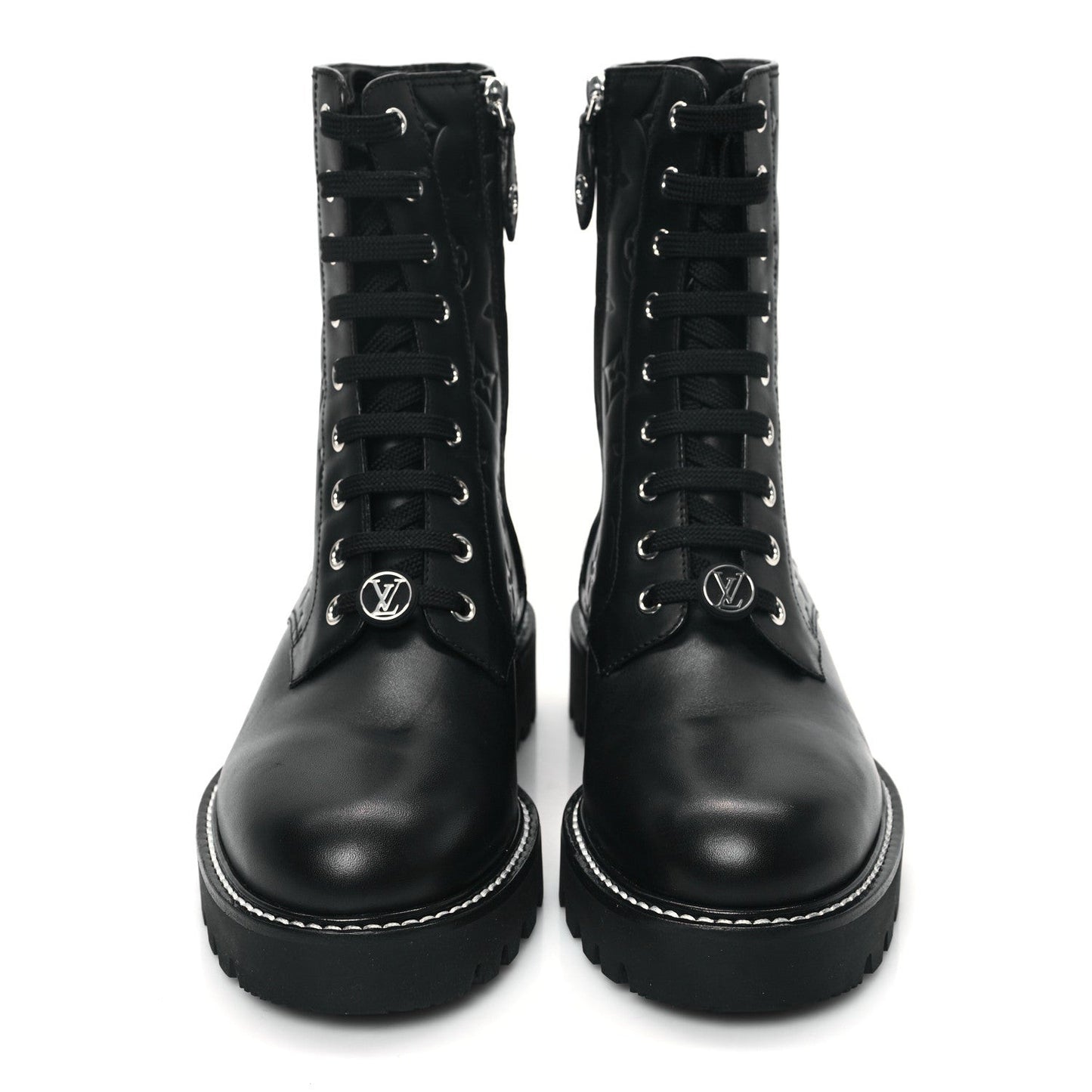 Calfskin Monogram Territory Flat Ranger Boots Black