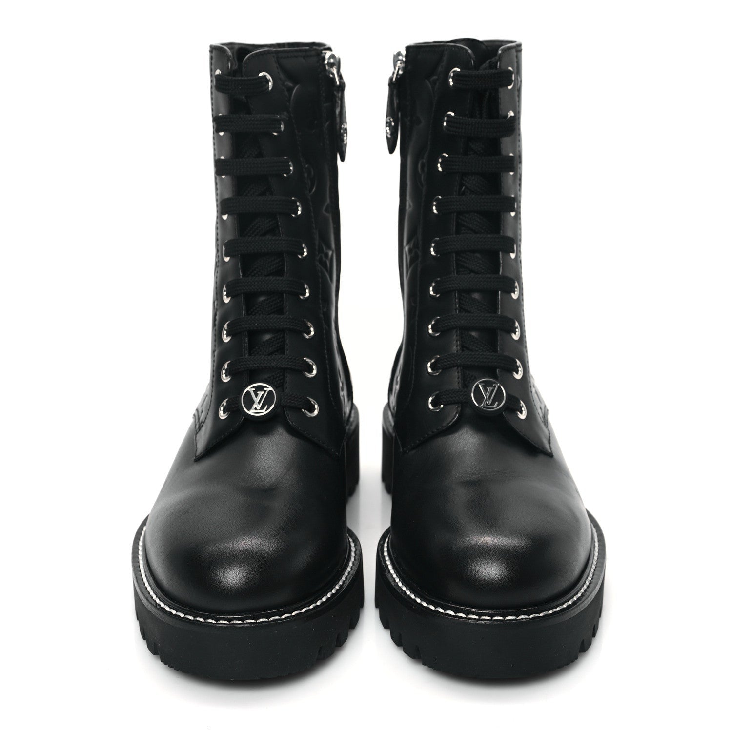 Louis Vuitton Calfskin Monogram Territory Flat Ranger Boots Black 2 of 7