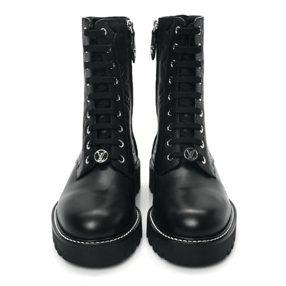 Louis Vuitton Calfskin Monogram Territory Flat Ranger Boots Black 2 of 7
