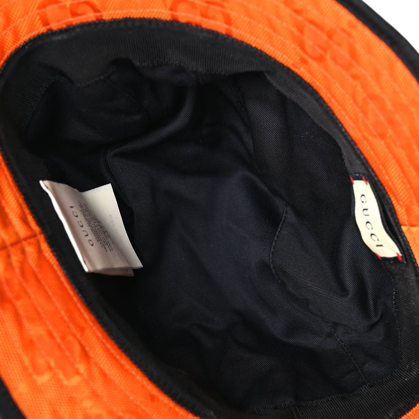 GUCCI Econyl Nylon Monogram Off The Grid Will Bucket Hat M Carrot Orange Black