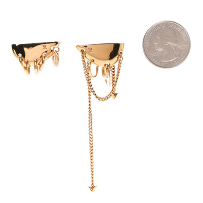 Louis Vuitton Brass Bionic Chain Earrings Gold 2 of 4