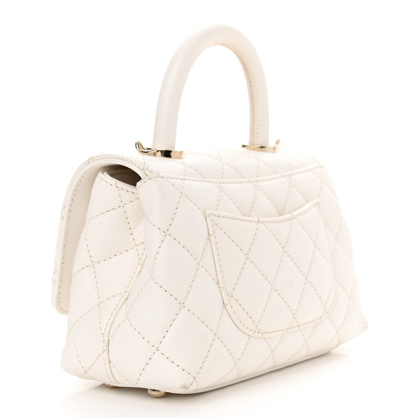 Caviar Quilted Extra Mini Coco Handle Flap White