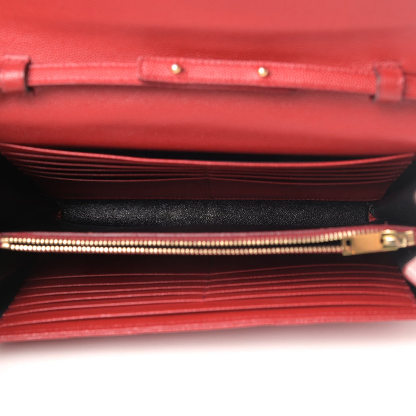 Grain De Poudre Matelasse Chevron Monogram Chain Wallet New Red