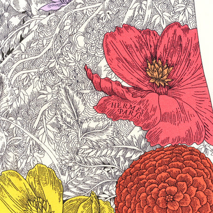 Hermes Cashmere Silk Retour a la Nature Shawl 140 White Black Multicolor 4 of 4