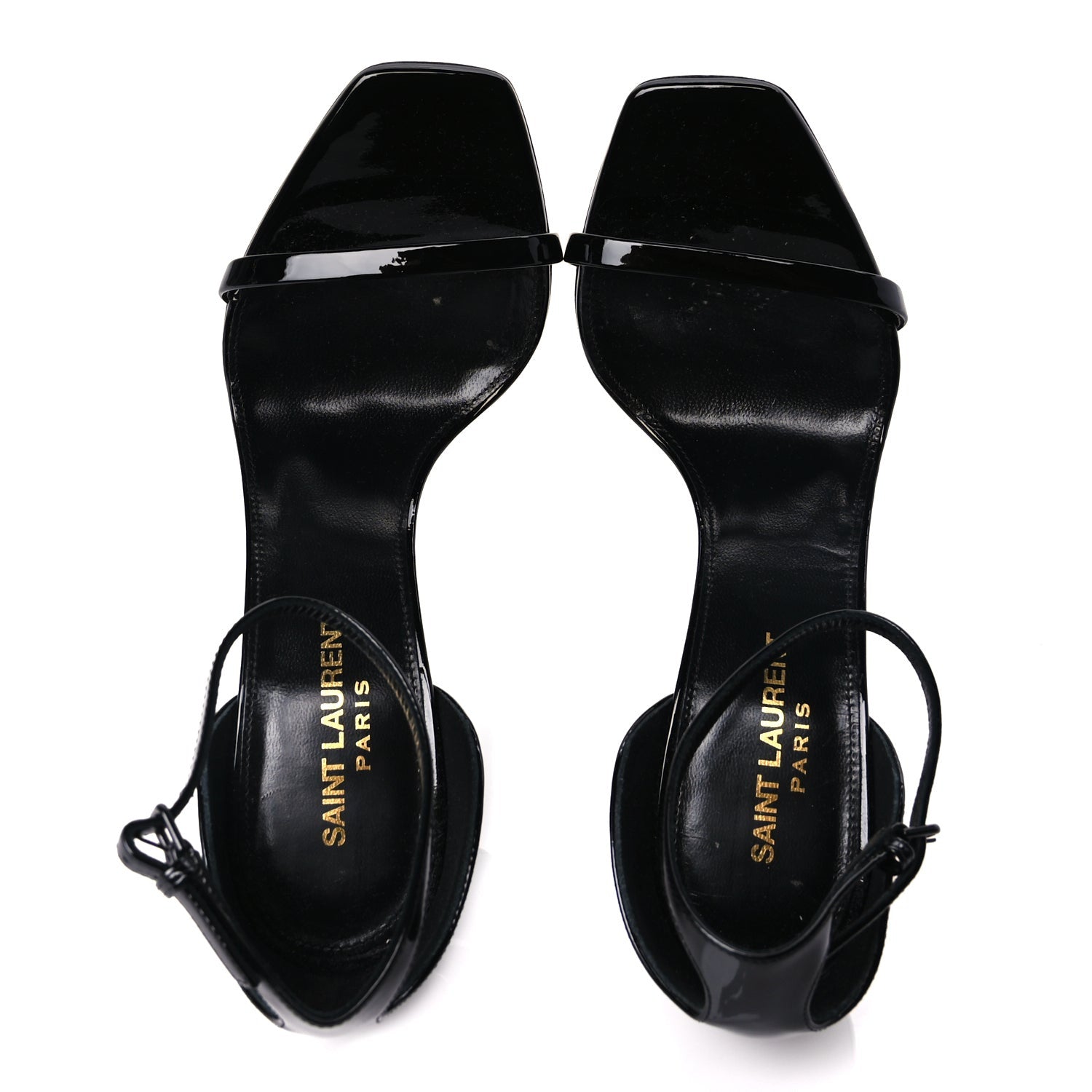 Saint Laurent Patent Calfskin Opyum 110 Sandals 37 Black 3 of 8