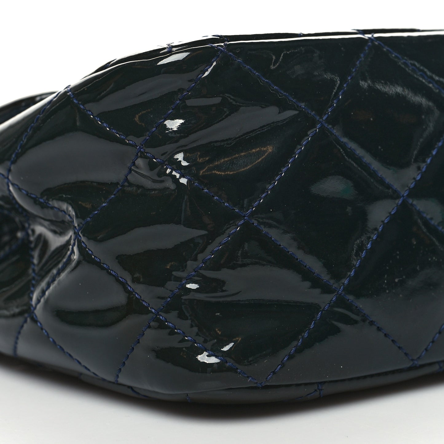 Patent Quilted Jumbo Single Flap Navy