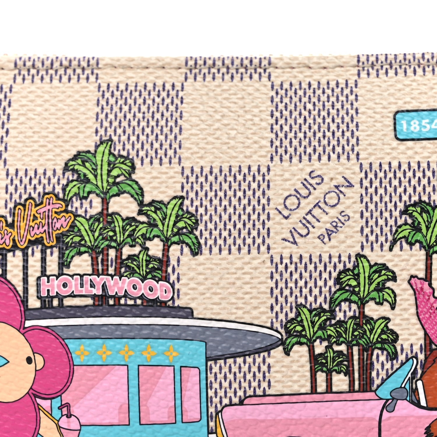 Louis Vuitton Damier Azur 2021 Christmas Animation Hollywood Mini Pochette Accessories  Fuchsia 7 of 9