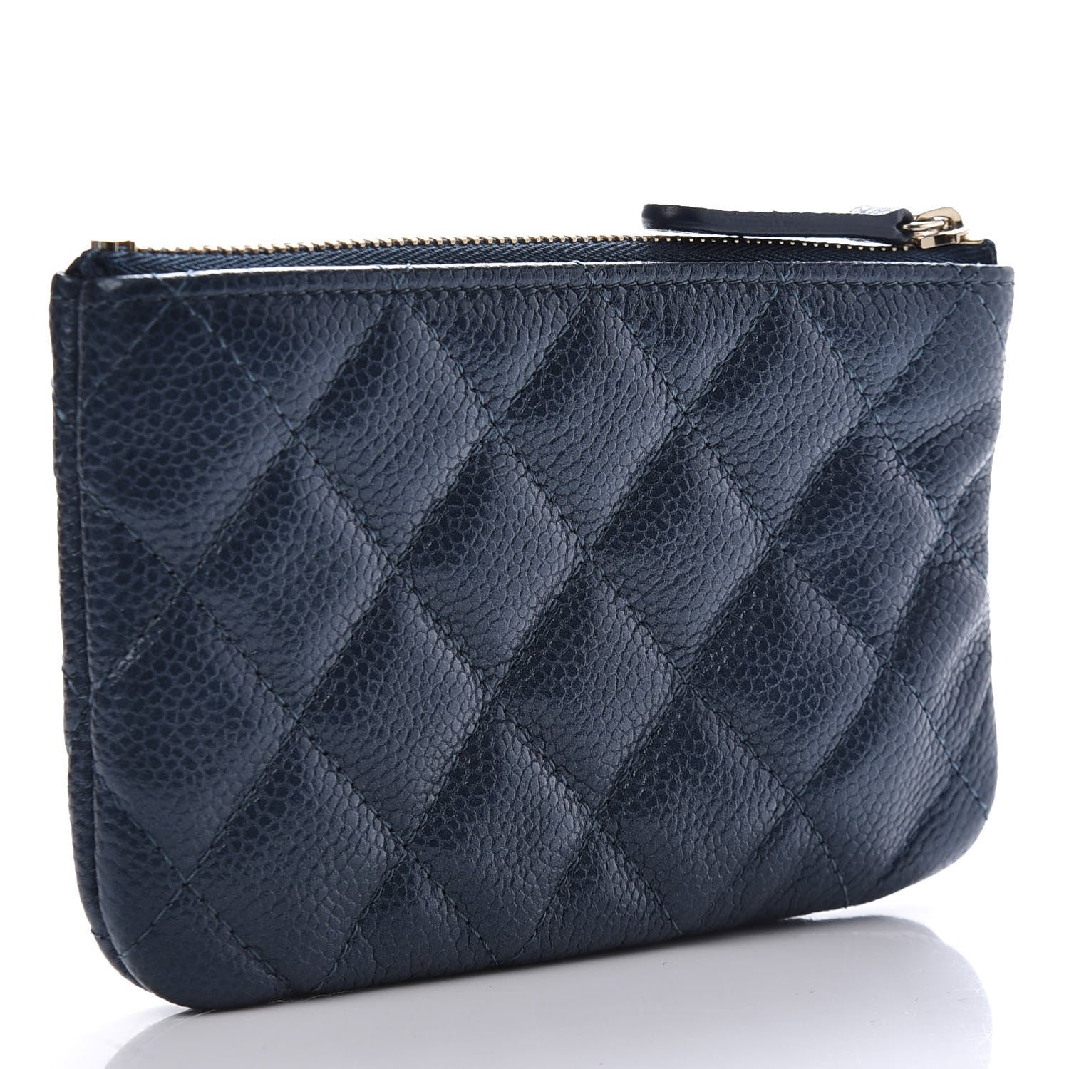 Chanel Metallic Caviar Quilted Small Cosmetic Case Dark Blue 3 of 8