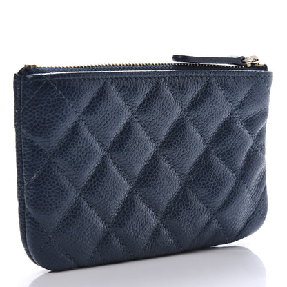 Chanel Metallic Caviar Quilted Small Cosmetic Case Dark Blue 3 of 8