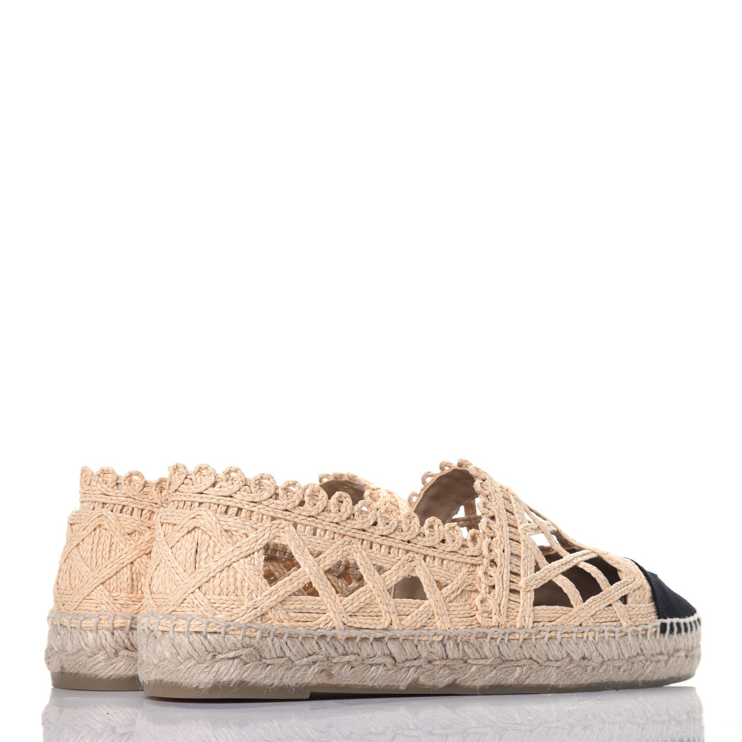 Raffia Fabric CC Espadrilles 41 Beige Black