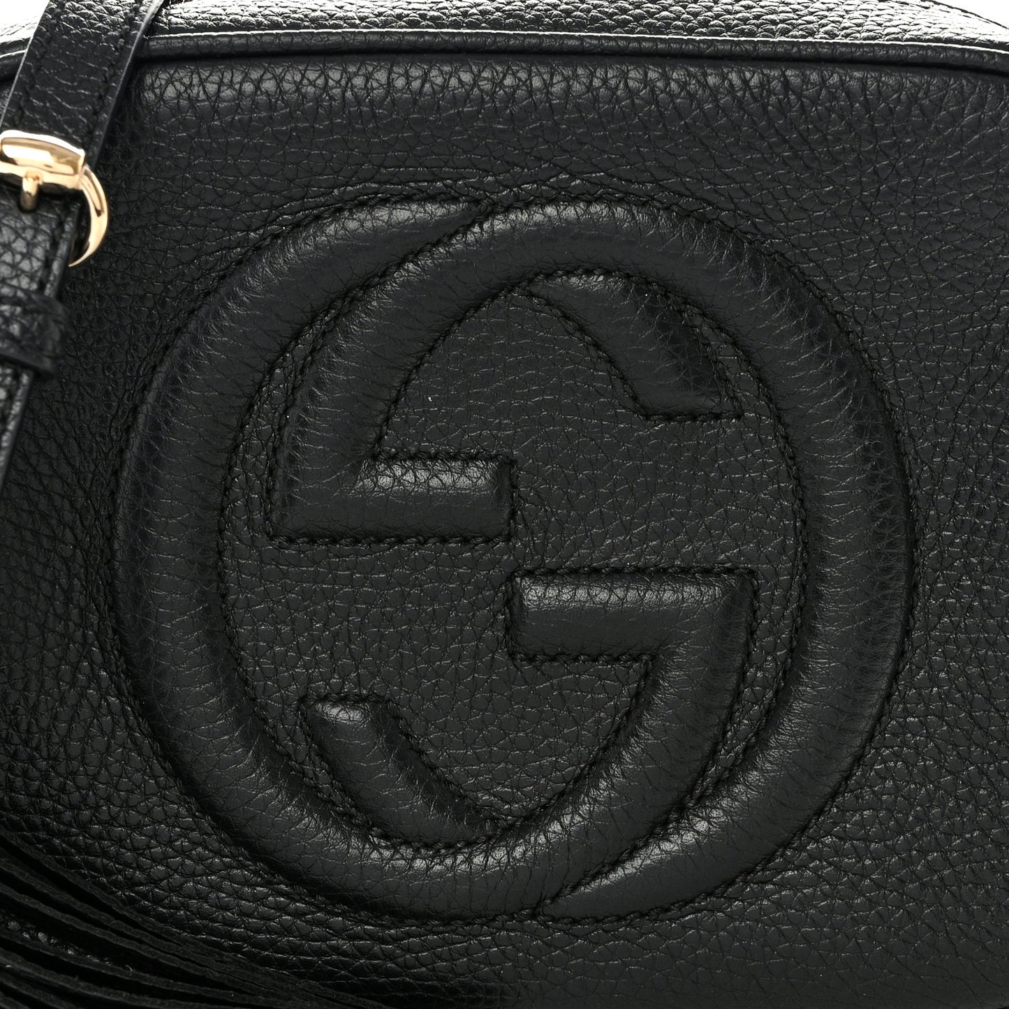 Pebbled Calfskin Small Soho Disco Bag Black