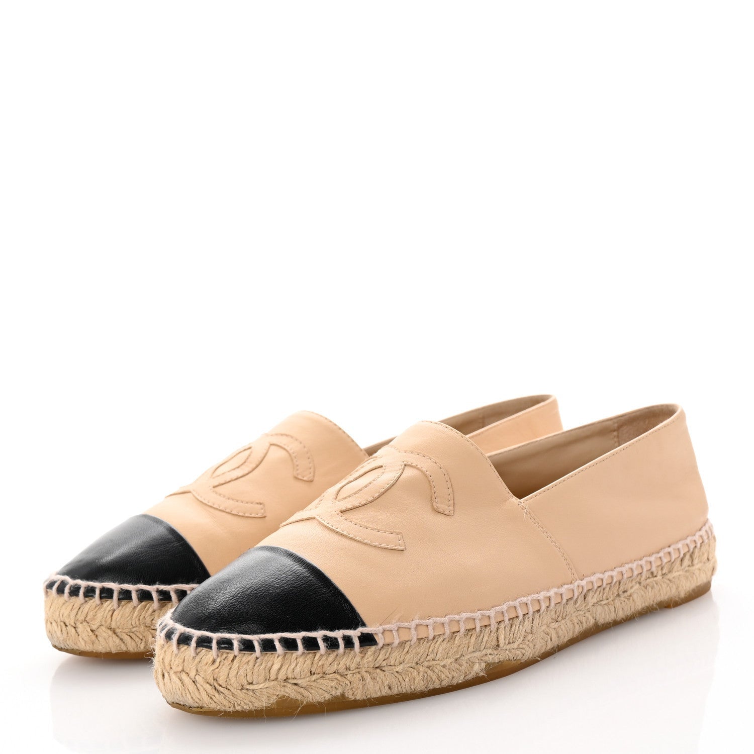 Chanel Lambskin CC Espadrilles 40 Beige Black 4 of 7