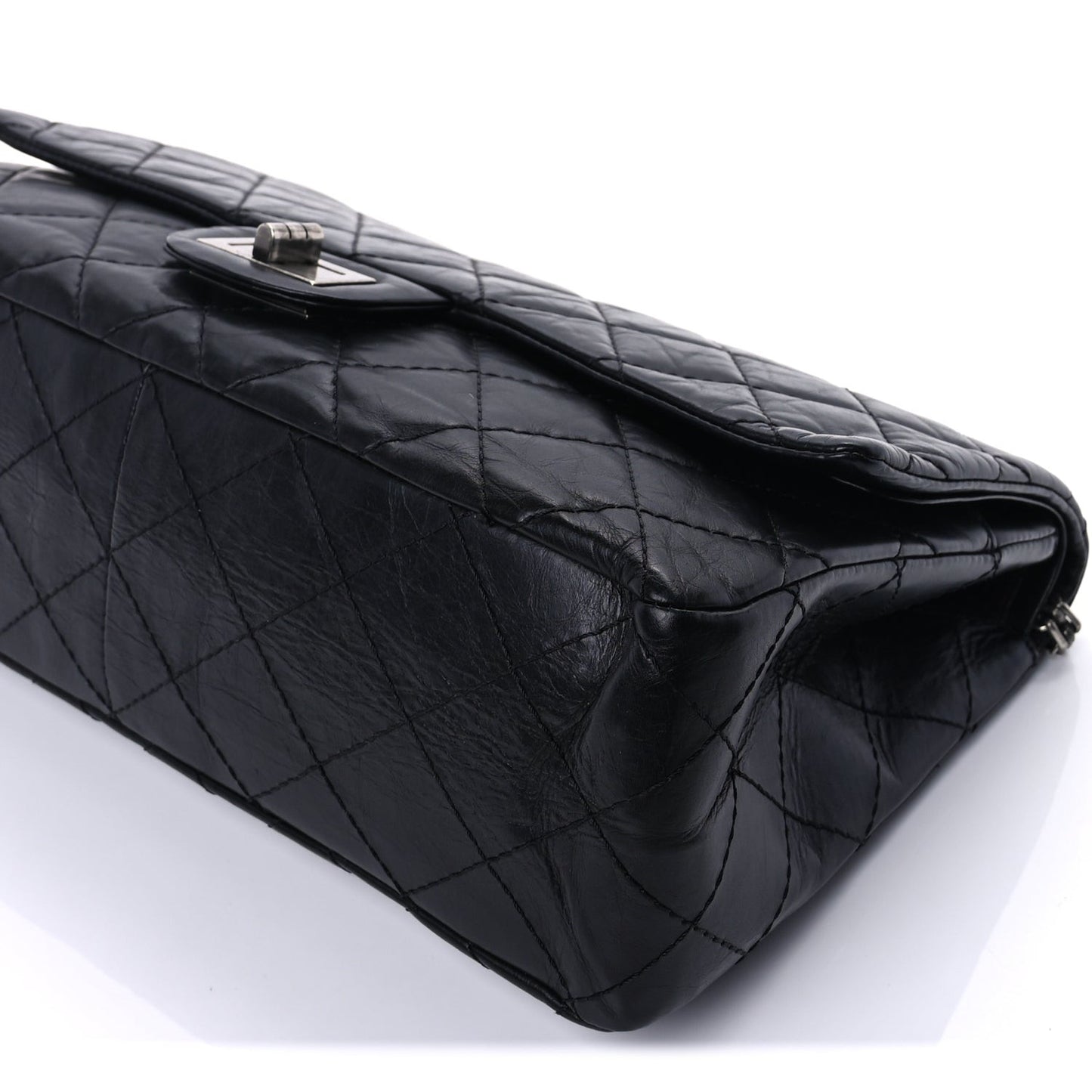 Aged Calfskin Quilted 2.55 Reissue 227 Flap  So Black