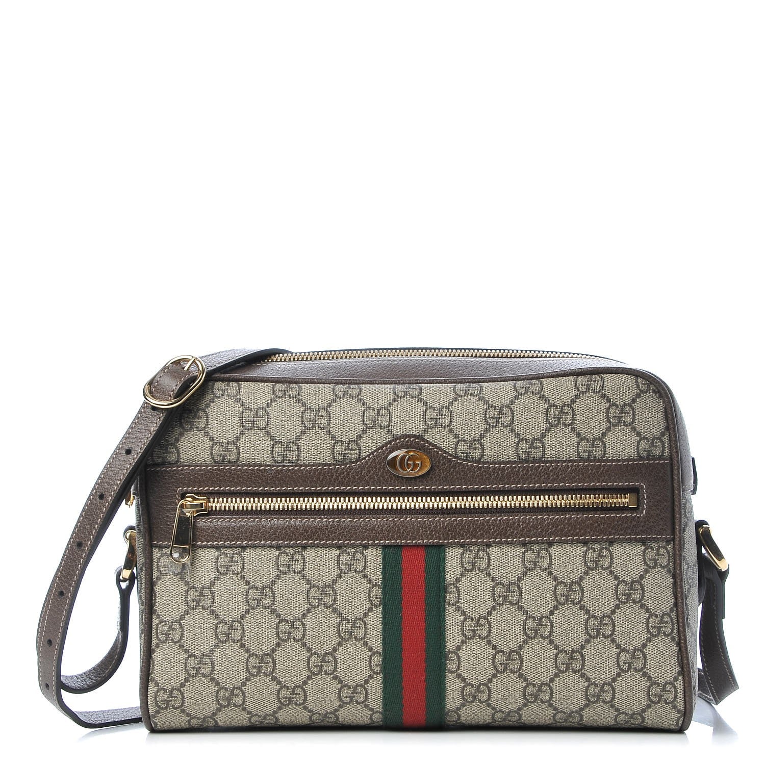 Gucci GG Supreme Monogram Web Small Ophidia Shoulder Bag Brown 1 of 8