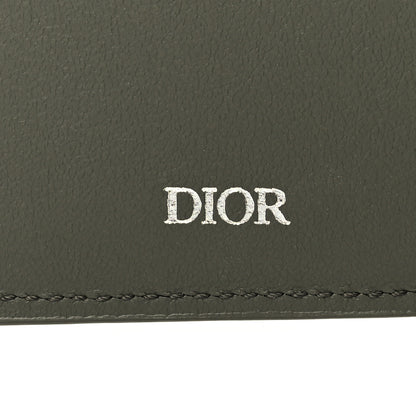 Christian Dior Calfskin CD Diamond Canvas Bi-Fold Card Holder Green 6 of 7