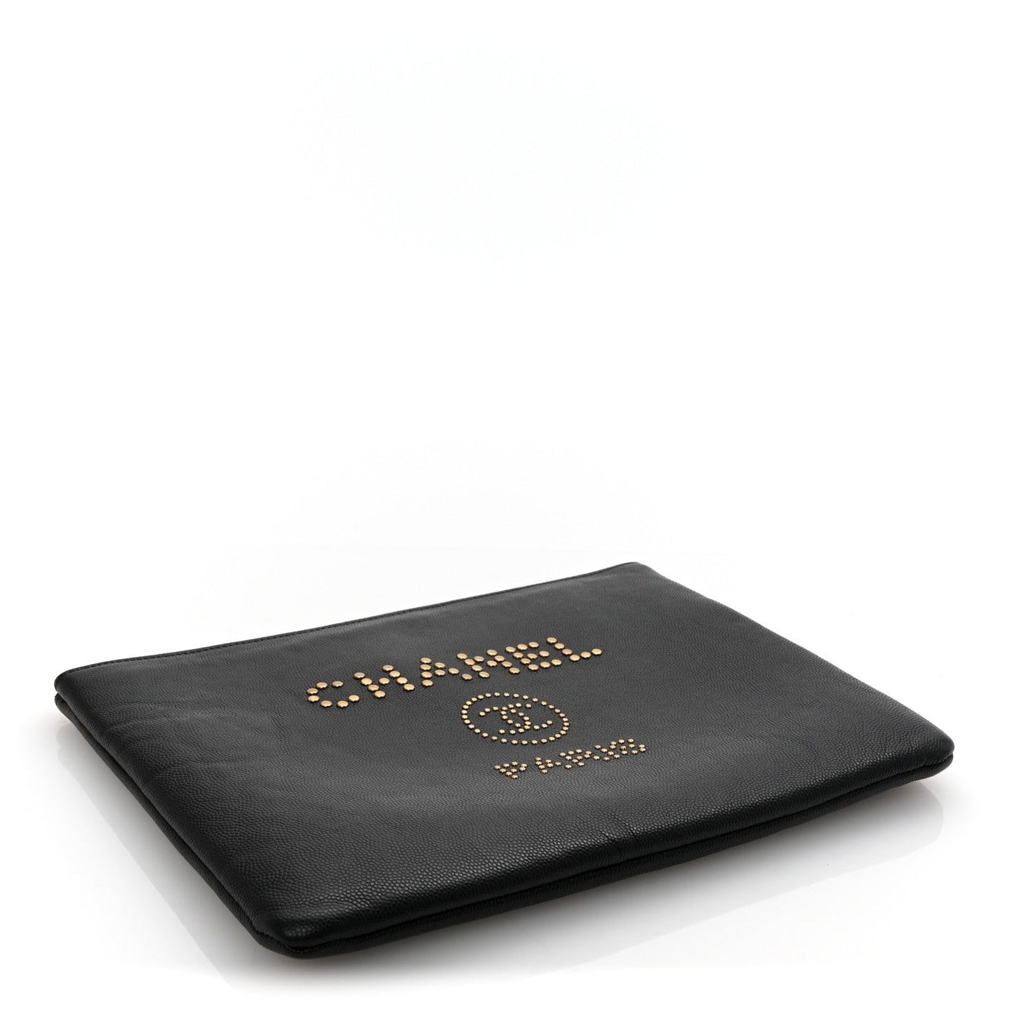 Caviar Studded Medium Deauville Pouch Black