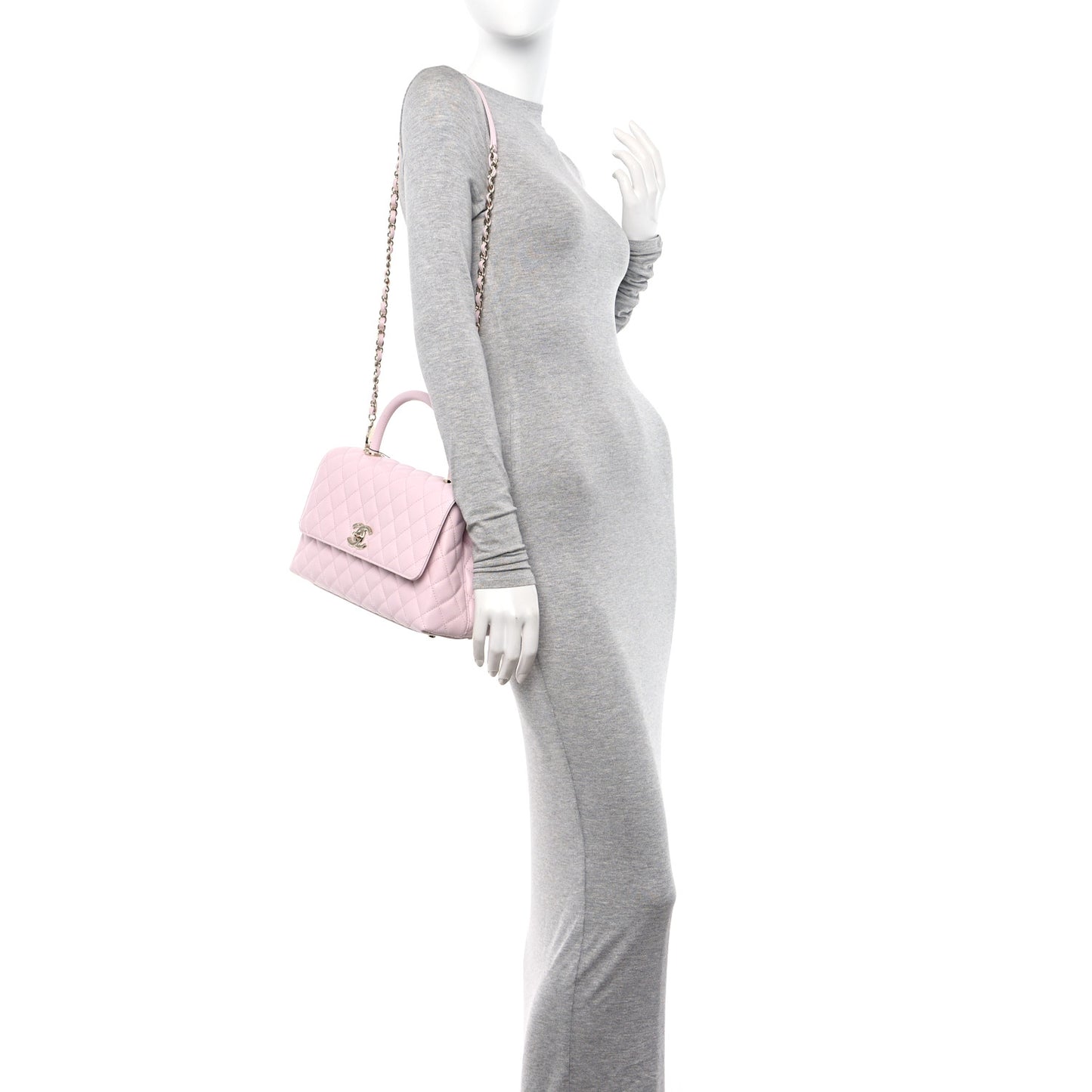 Caviar Quilted Small Coco Handle Flap Light Pink