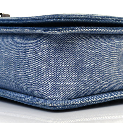 Chanel Denim Chevron Quilted Medium Boy Flap Blue 10 of 11