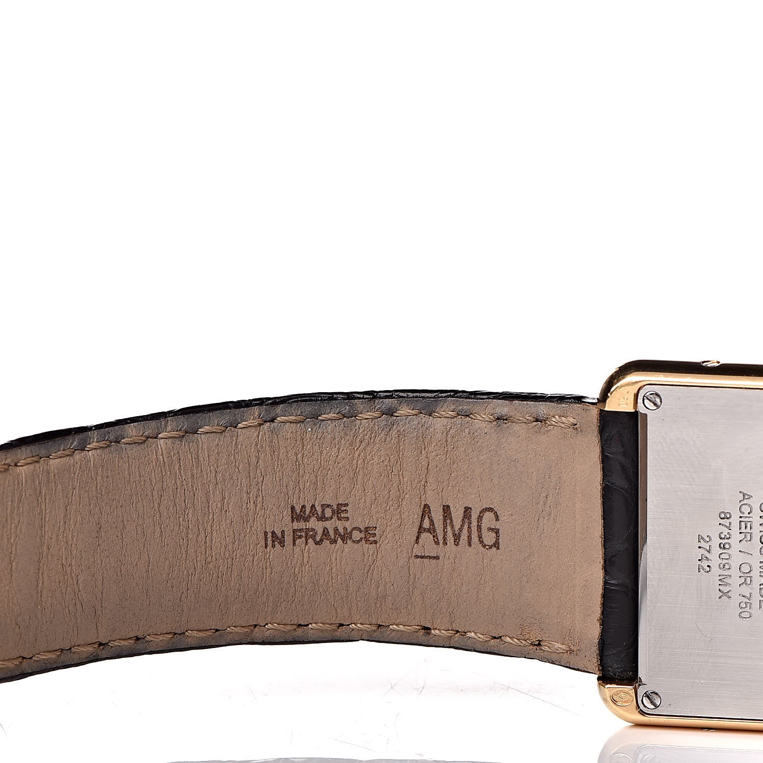 Cartier Stainless Steel 18K Yellow Gold Alligator 27mm Tank Solo Quartz Watch 6 of 8