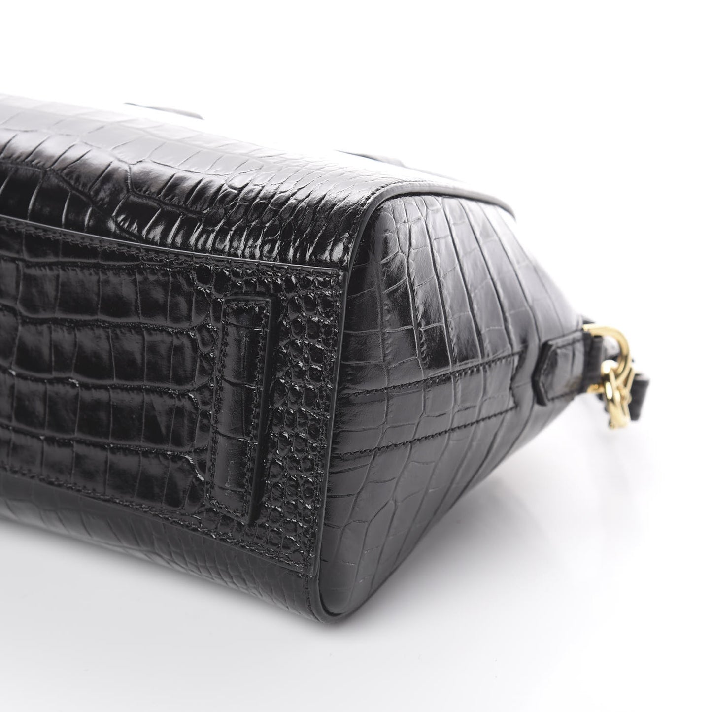 Calfskin Crocodile Embossed Mini Antigona Black