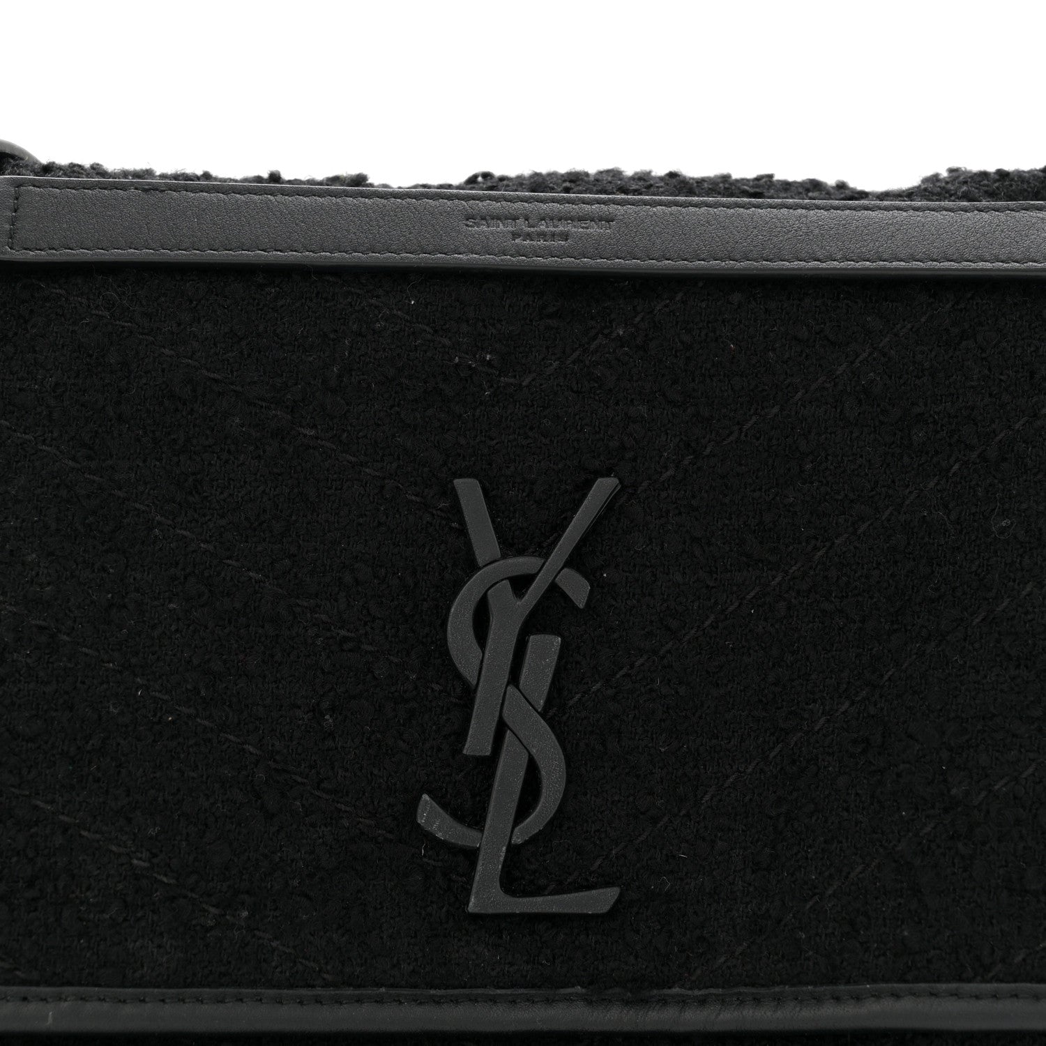 Saint Laurent Boucle Tweed Monogram Medium Niki Chain Satchel Black 8 of 12