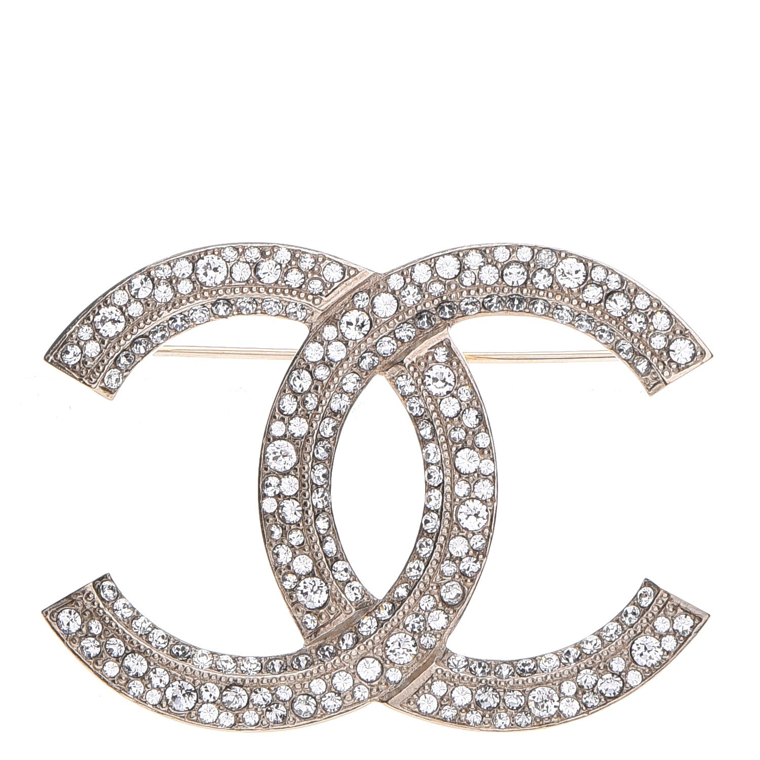 Chanel Crystal Large CC Brooch Gold 1 of 5