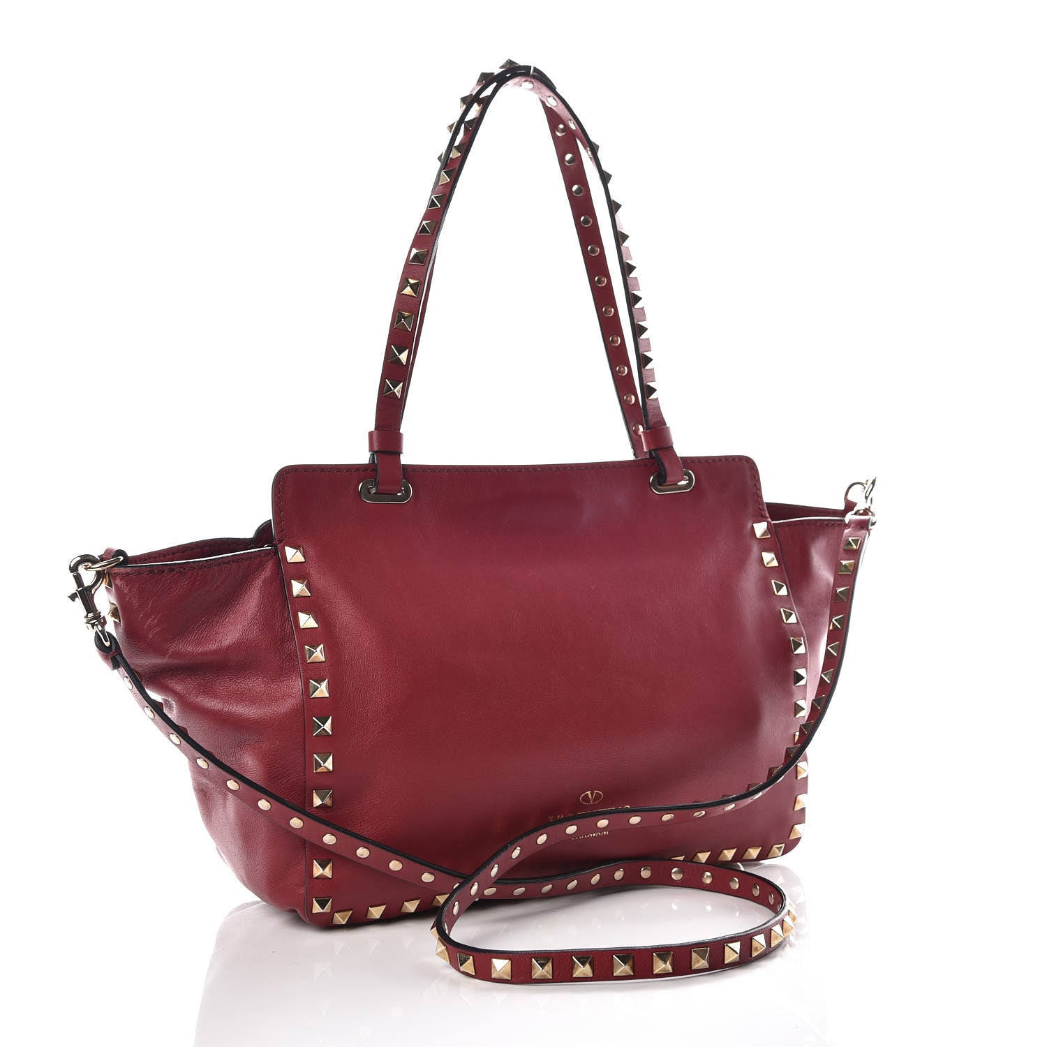 Valentino Garavani Vitello Small Rockstud Tote Scarlet 3 of 9