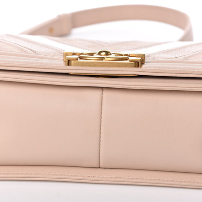 Chanel Caviar Calfskin Chevron Medium Boy Flap Light Pink 9 of 16